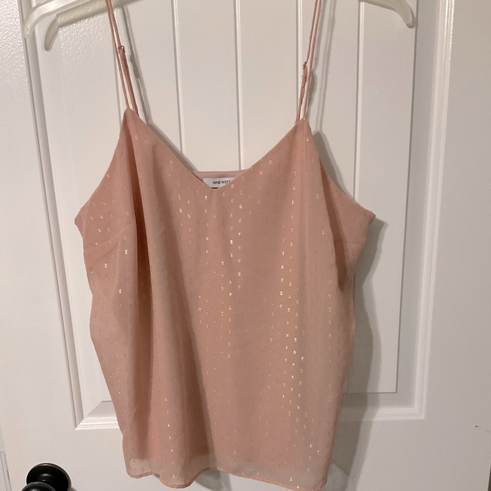 Light Peach w/Gold highlights Spaghetti Strap Top Nine West Size L
